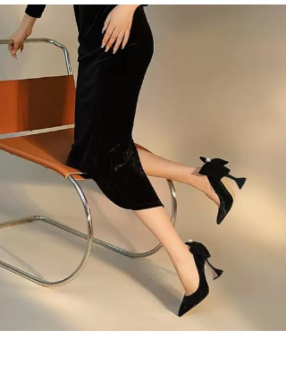 YDN Black Pointy Toe Slip on Pumps Special High Heels Party Prom Dress Shoe